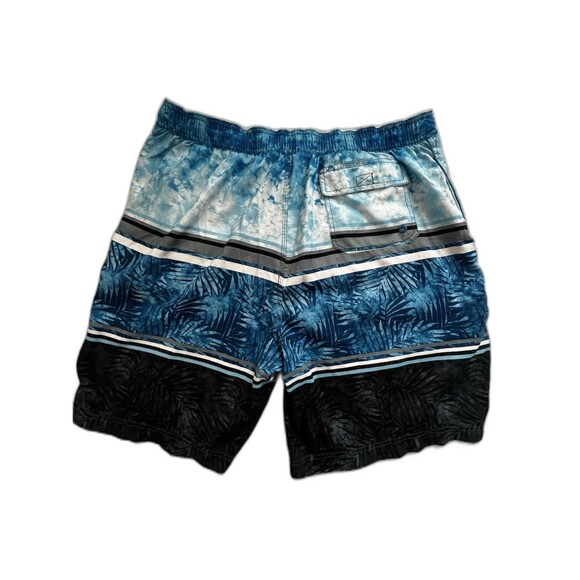 Speedo Men’s Blue Tropical Striped Mesh Lined Drawstring Swim Trunks Size 2XL - Picture 9 of 10